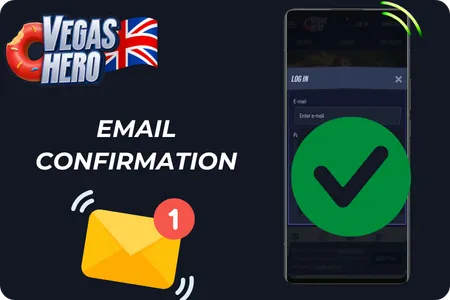VegasHero Login email confirmation message